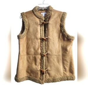 Charter Club Faux Suede Shearling lining vest Size L